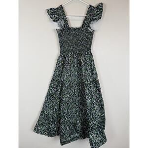 Hill House Home The Ellie Nap Dress Women XS Green Floral Cottagecore Smock Tier